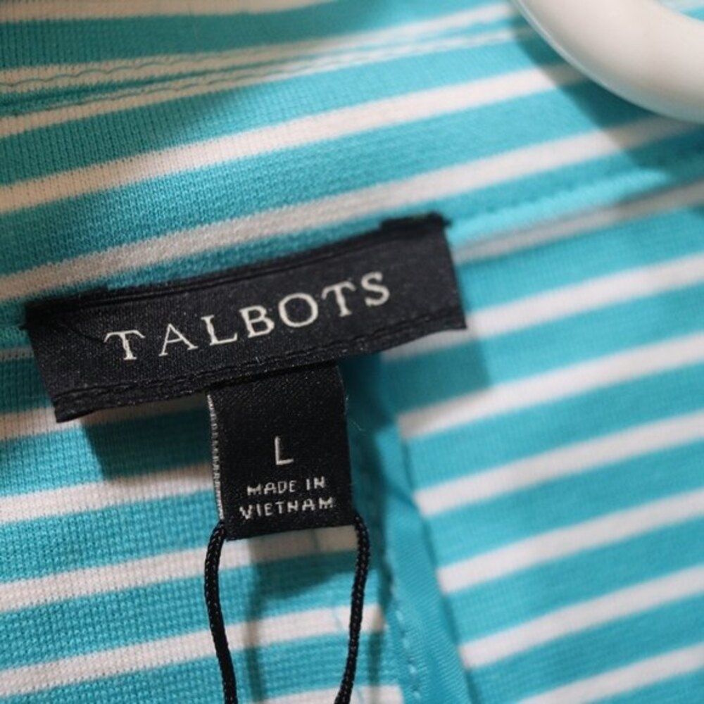 Talbots Blue & White Striped Button Front Lightweight Knit Cardigan LG - Picture 13 of 14